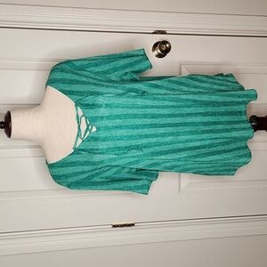 Chicos Women’s Crinkle Lace-Up Top Amazon Green Size M